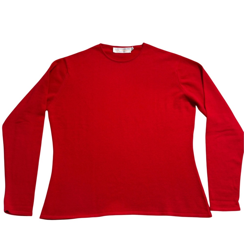 Lochcarron of Scotland Red Pure Cashmere Crew Neck Sweater Womens Large